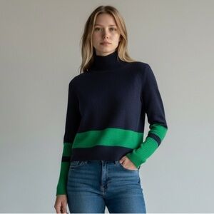 Filoro Addison Cashmere Striped Turtleneck Sweater NWT